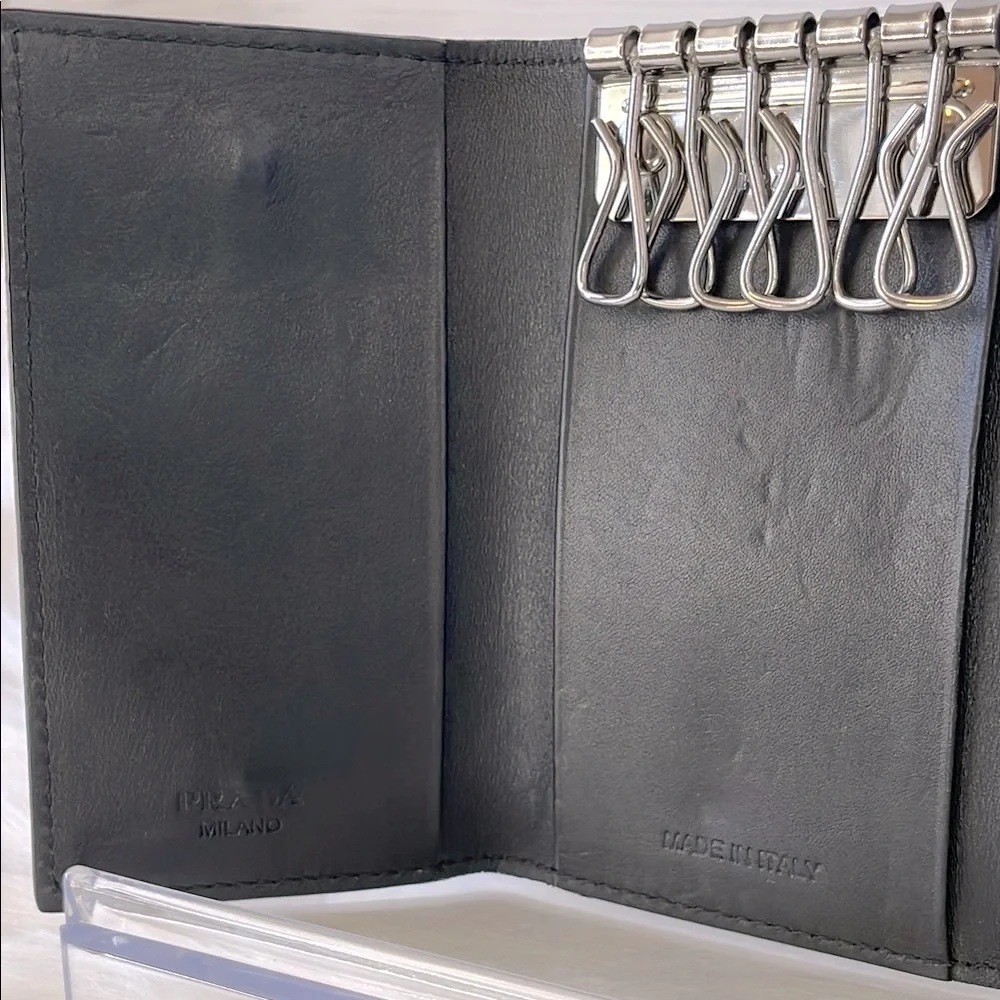 Prada Black and Gray Key Holder
